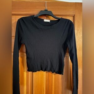 Altar'd State Black Fitted Crop Blouse